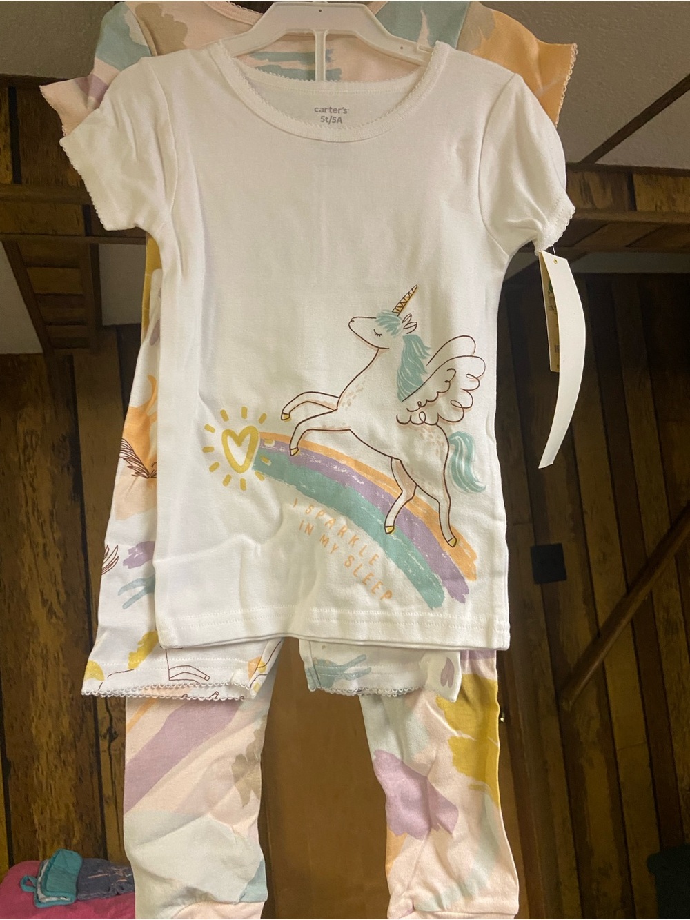 Carter's White Unicorn Rainbow Pajama Set with Pastel Accents